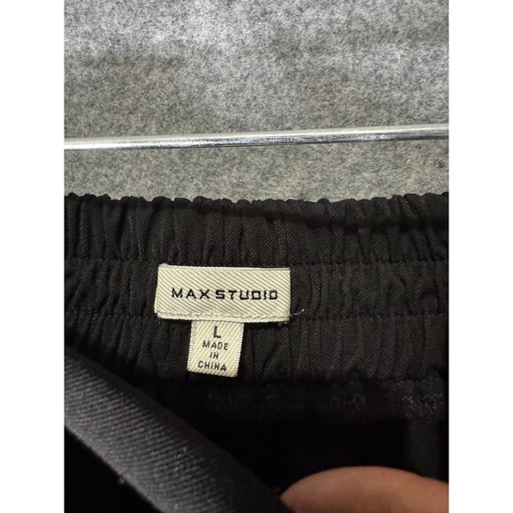Max Studio Pants Women Large Black Pull On Wide Leg Career Office Professional - Picture 2 of 7